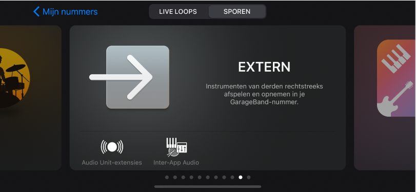 Afbeelding. De geluidskiezer met daarin 'Audio Unit-extensies'.