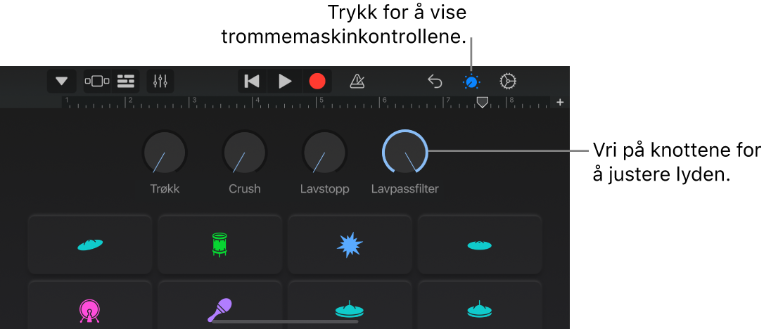 Kontroller for elektronisk trommesett