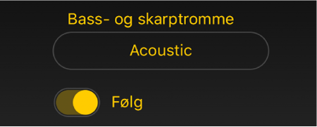 Figur. Følg-bryter og meny for Drummer.