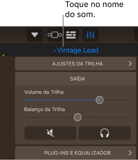 Figura. O nome do som atual, acima dos controles da trilha.