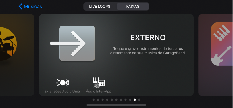 Figura. Navegador de sons, com a opção “Extensões Audio Units” visível.