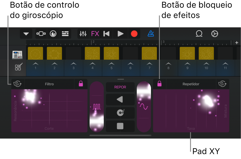 Figura. Quadrícula de Live Loops com Remix FX.