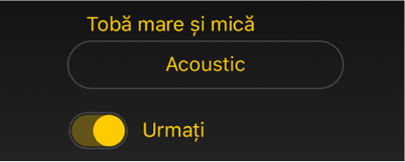 Ilustrație. Comutator și meniu Urmați din Drummer.