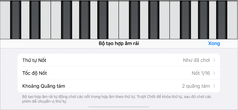 Điều khiển Bộ tạo hợp âm rải của Đàn phím