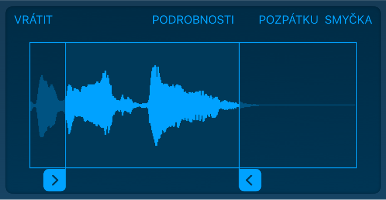 Oříznutí začátku nebo konce samplu přetažením modrých úchytů