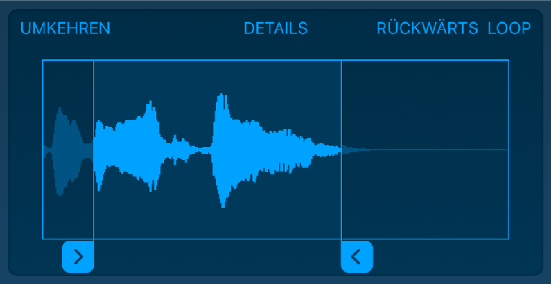 Bewege die blauen Aktivpunkte, um den Anfang oder das Ende des Samples zu trimmen.