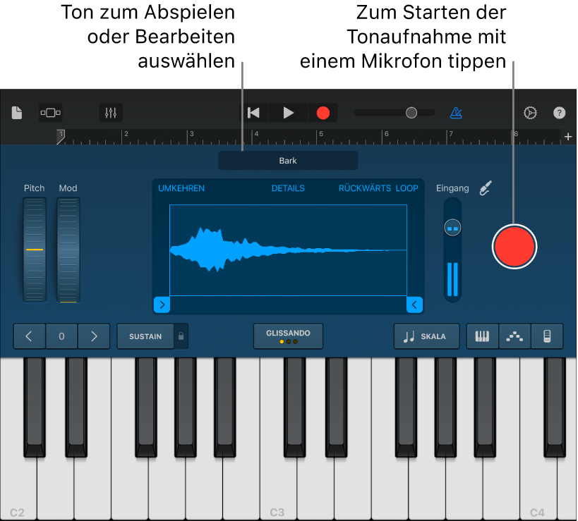 Touch-Instrument „Sampler“