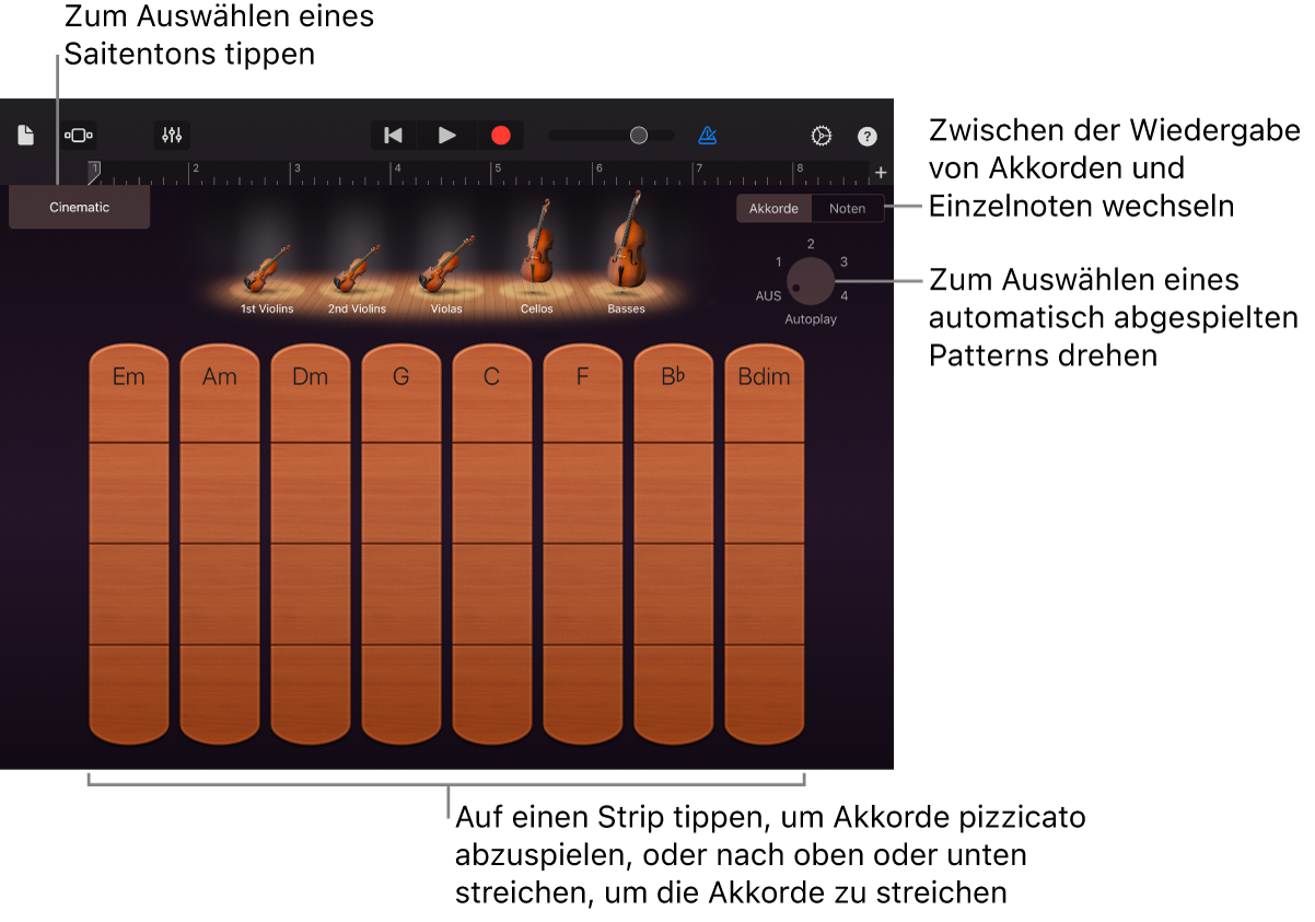 Touch-Instrument „Strings“