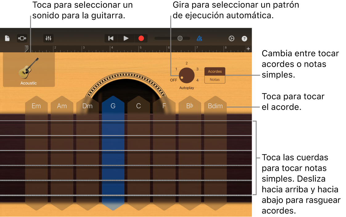 Instrumento táctil Guitarra