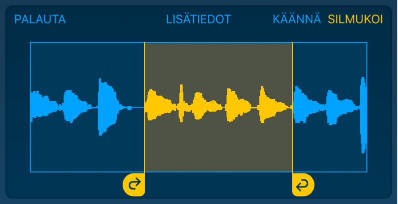 Vasemman- ja oikeanpuoleisen looppikahvan välinen ääni loopataan.