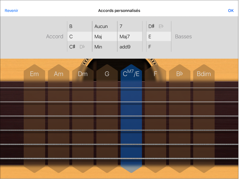 Personnaliser les molettes de contrôle des accords