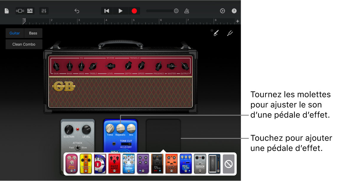 Zone de modification de pédale d’effet d’ampli de guitare