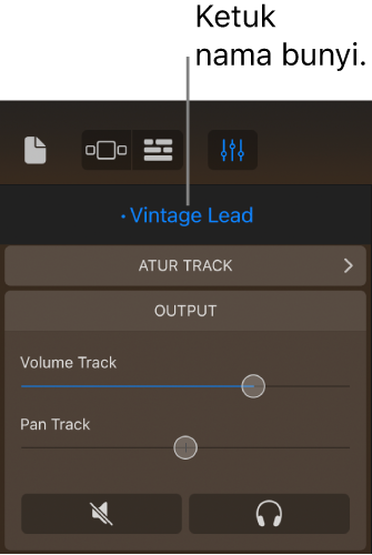 Gambar. Ketuk nama bunyi saat ini di atas kontrol track.