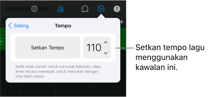 Seting Lagu, termasuk kawalan tempo