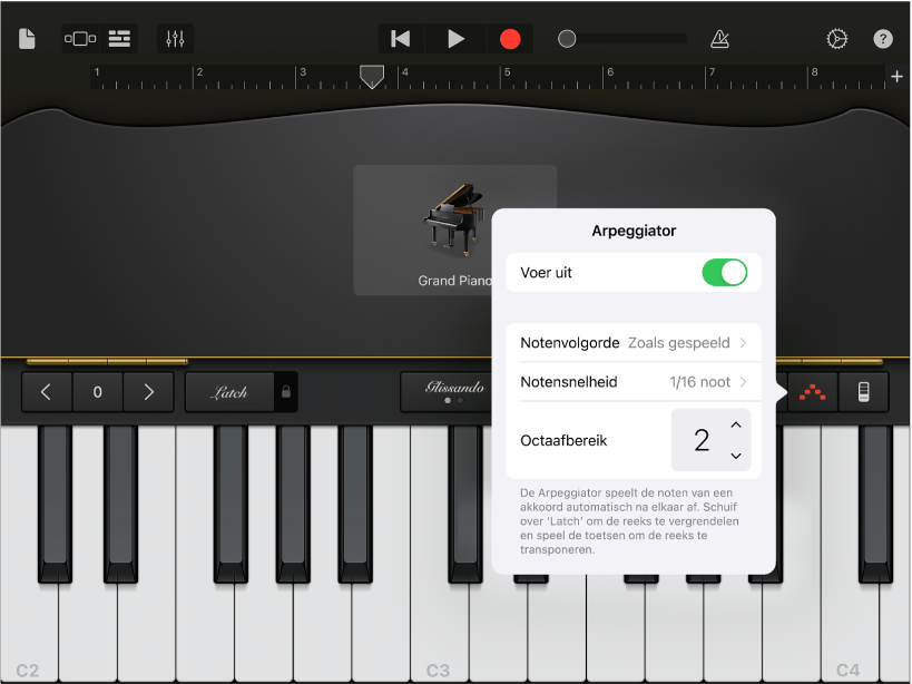 Regelaars voor keyboardarpeggiator