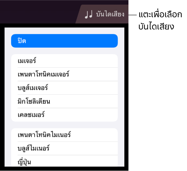 ปุ่มบันไดเสียงครื่องสายเและรายการบันไดเสียง