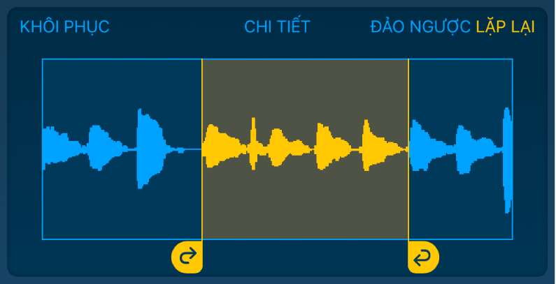 Âm thanh giữa các điều khiển vòng lặp bên trái và bên phải được lặp lại.