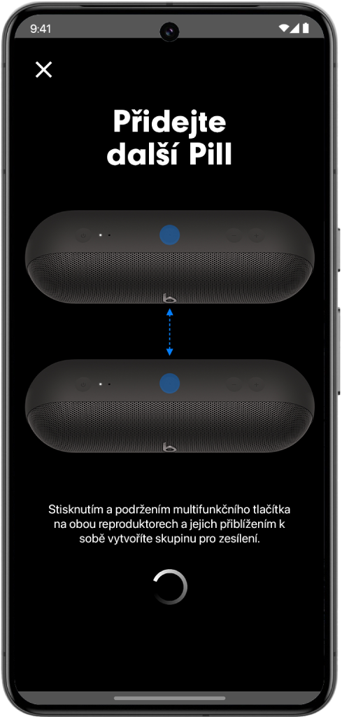 Obrazovka „Přidejte další Pill“ v aplikaci Beats