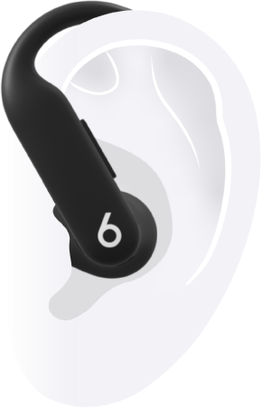 An illustration of a Powerbeats Pro 2 earbud inserted in the ear and the earhook tucked behind the ear.