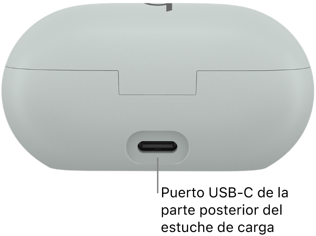 Puerto de carga USB‑C de la parte posterior del estuche de carga de los Beats Solo Buds.