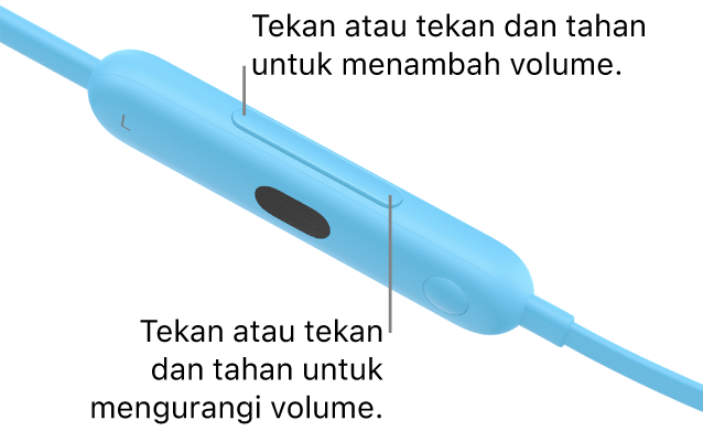 Gambar modul kontrol kiri Beats Flex yang menampilkan tombol volume.