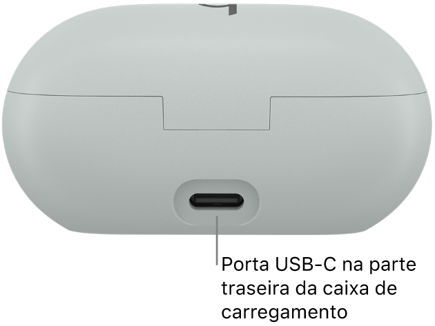 A porta de carregamento USB‑C na parte traseira da caixa de carregamento dos Beats Solo Buds.