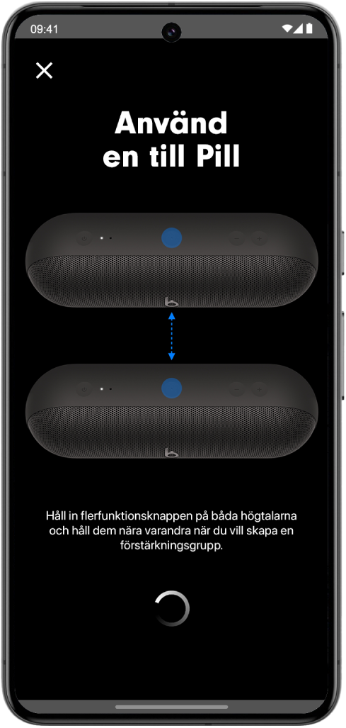 Skärmen ”Använd en till Pill” i Beats-appen.