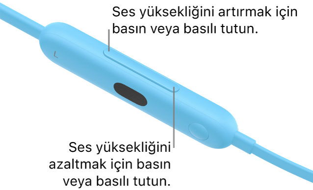 Ses yüksekliği düğmesini gösteren Beats Flex son denetim modülünün görüntüsü.