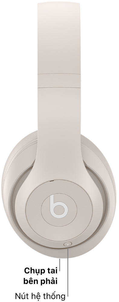 Nút hệ thống trên Beats Studio Pro được đặt trên chụp tai bên phải.