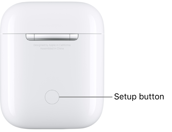 The setup button in the center of the back of the AirPods (1st and 2nd generation) charging case.