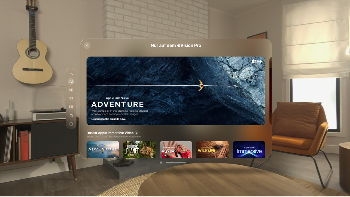 Die Apple TV App auf der Apple Vision Pro mit einer Seite für 3D-Filme.