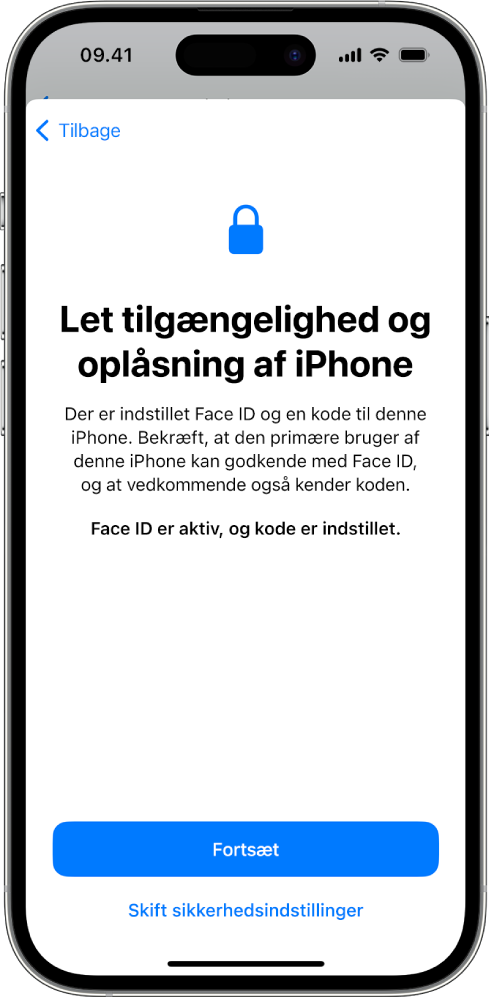 En iPhone med en skærm, der beder den betroede hjælper bekræfte, at personen, der bruger enheden, kender koden til enheden.