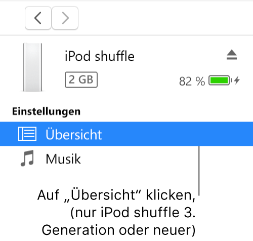 Das Fenster „Gerät“ und in der Seitenleiste ist „Übersicht“ ausgewählt.