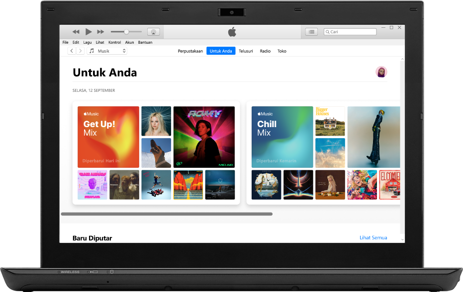 PC dengan Untuk Anda di Apple Music.