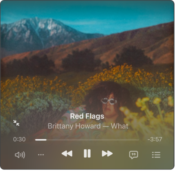 The MiniPlayer showing the album artwork.