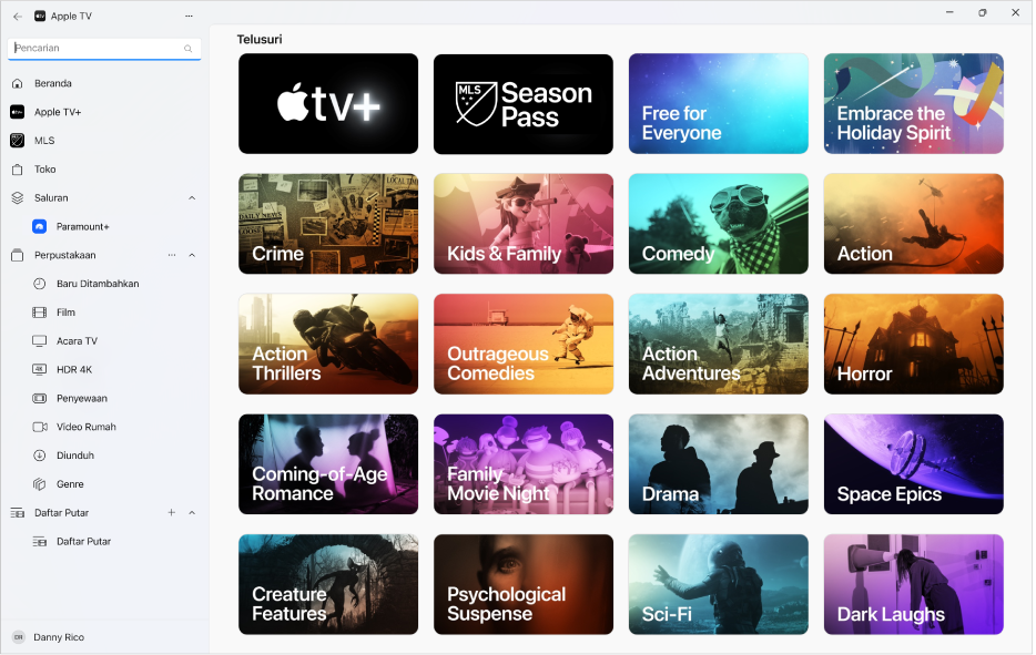 App Apple TV dengan Cari dibuka.