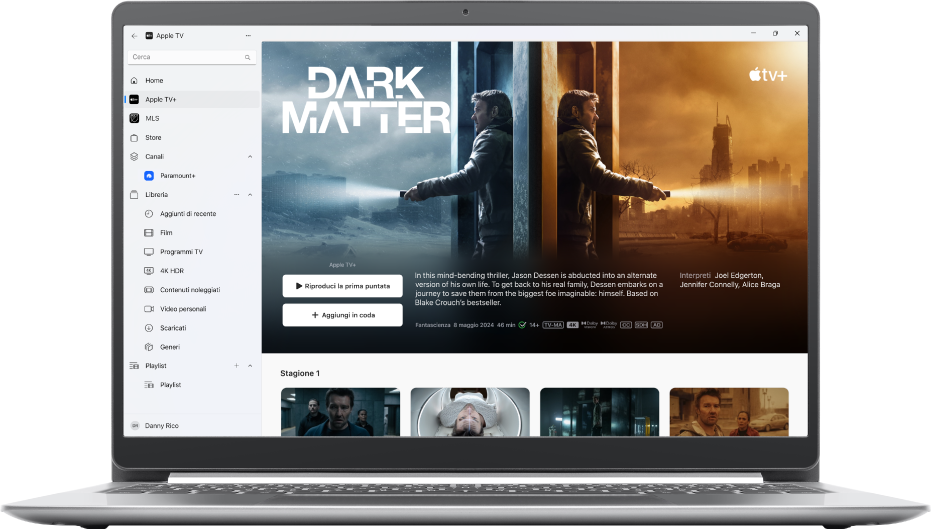 La finestra dell’app Apple TV che mostra Apple TV+.