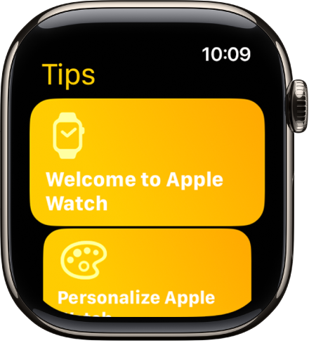 The Tips app showing collections of Tips such as Welcome to Apple Watch.