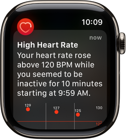 Teavitus Heart Rate, mis annab teada kõrgest südamepulsist.