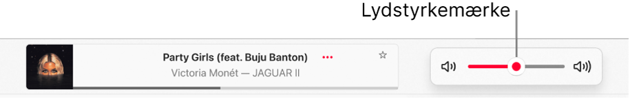 Mærket til justering af lydstyrke.