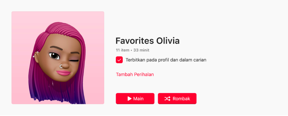 Senarai main dengan karya seni diperibadikan.