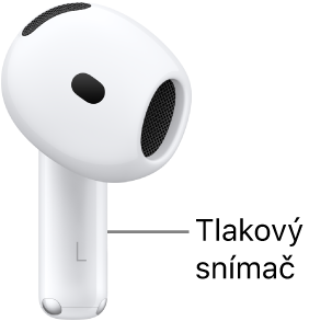 Umístění tlakového snímače u AirPodů 4 na stopce obou AirPodů.