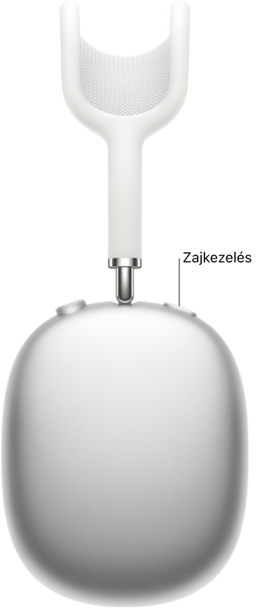 A zajkezelés gomb elhelyezkedése az AirPods Max jobb fülhallgatójának felső részén.