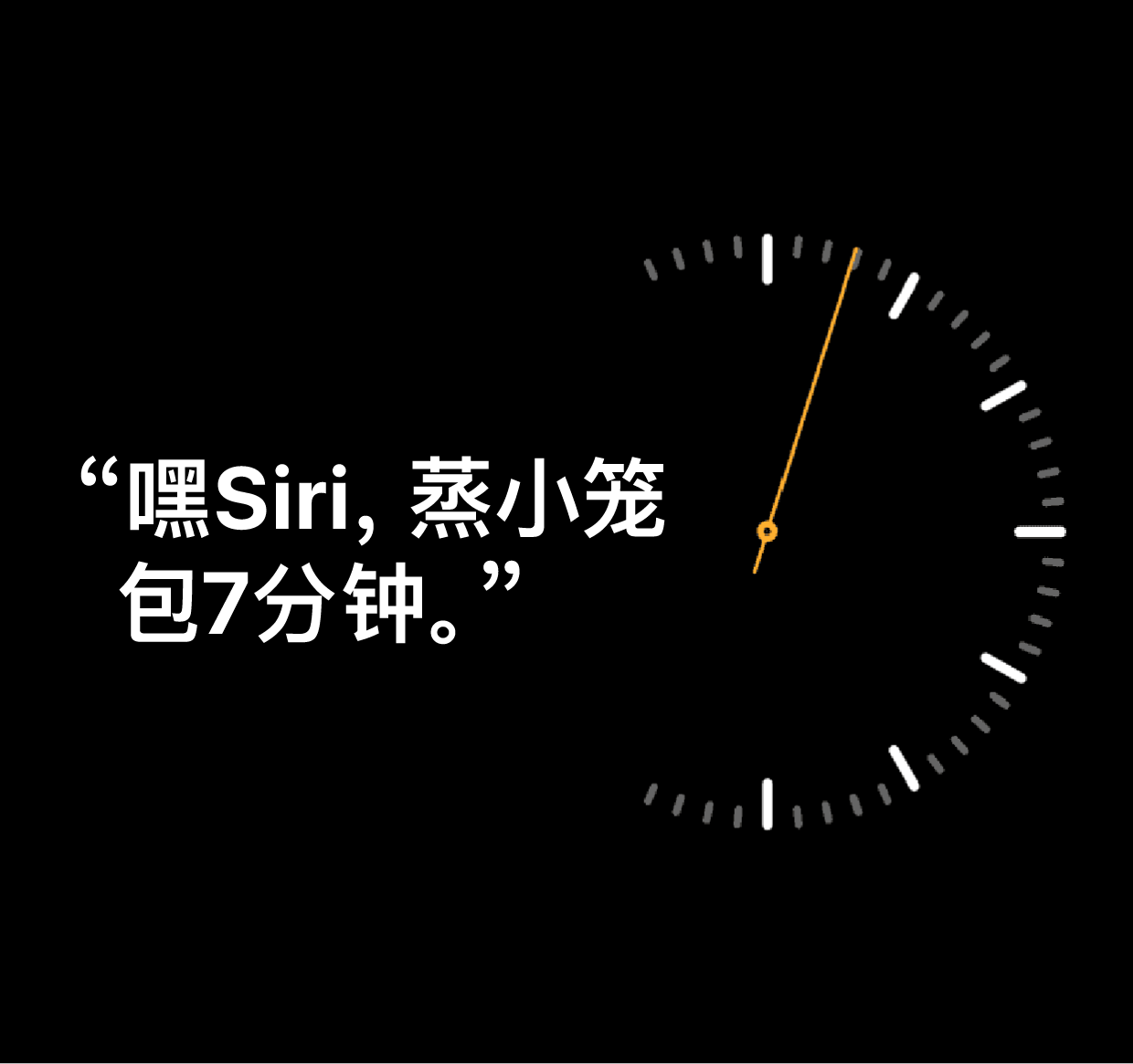 图示为文字“Siri，蒸小笼包 7 分钟”