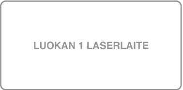 Merkintä, jossa lukee ”Luokan 1 lasertuote”.