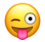 De emoji van een maf gezicht.