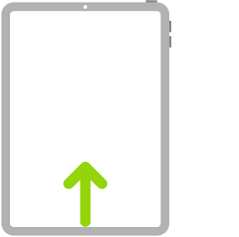 En illustrasjon av iPad med en pil som viser sveip opp fra nederst på skjermen.