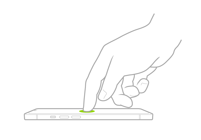 A finger tapping the screen to wake iPhone.
