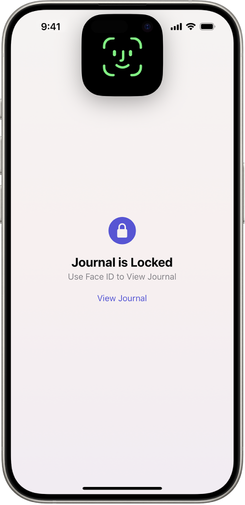 A screen that prompts you to use Face ID to unlock your journal.