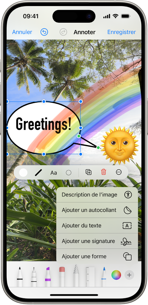 Modification d’une photo dans Messages.